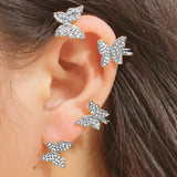 Zircon Butterfly Ear Clips for Women Wedding Party Jewelry