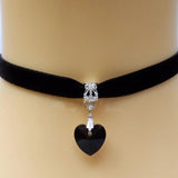 Colorful Velvet Choker Women Bohemian Love Heart Tiny Crystal Pendant Necklace