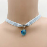 Colorful Velvet Choker Women Bohemian Love Heart Tiny Crystal Pendant Necklace