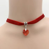 Colorful Velvet Choker Women Bohemian Love Heart Tiny Crystal Pendant Necklace