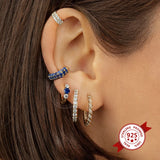 Crystal Hoop Earrings 925 Silver Colorful Women's Jewelry