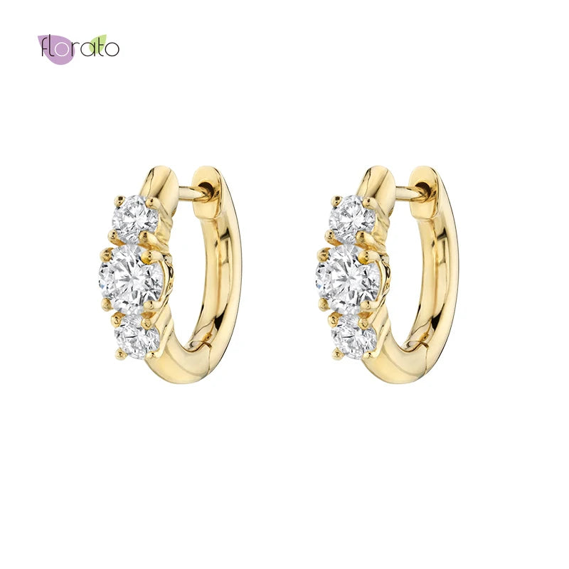 Crystal Hoop Earrings 925 Silver Colorful Women's Jewelry