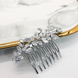 Crystal Wedding Tiara Flower Cubic Zircon Hair Combs Bride Headwear