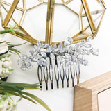 Crystal Wedding Tiara Flower Cubic Zircon Hair Combs Bride Headwear