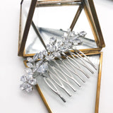 Crystal Wedding Tiara Flower Cubic Zircon Hair Combs Bride Headwear