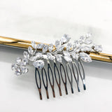 Crystal Wedding Tiara Flower Cubic Zircon Hair Combs Bride Headwear
