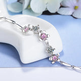 Delicate Flowers Bracelet 7MM Zirconia Silver 925 Peach Blossom Jewelry