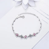 Delicate Flowers Bracelet 7MM Zirconia Silver 925 Peach Blossom Jewelry