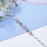 Delicate Flowers Bracelet 7MM Zirconia Silver 925 Peach Blossom Jewelry