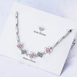 Delicate Flowers Bracelet 7MM Zirconia Silver 925 Peach Blossom Jewelry