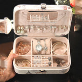 Cartoon Print Leather Earrings Ring Jewelry Box