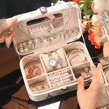 Cartoon Print Leather Earrings Ring Jewelry Box