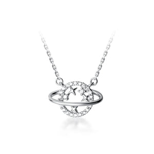 925 Silver Star Zircon Rose Pendant Necklace