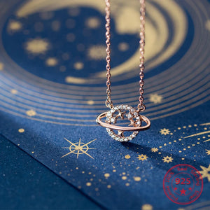 925 Silver Star Zircon Rose Pendant Necklace