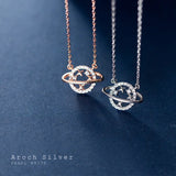 925 Silver Star Zircon Rose Pendant Necklace