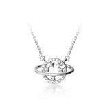 925 Silver Star Zircon Rose Pendant Necklace