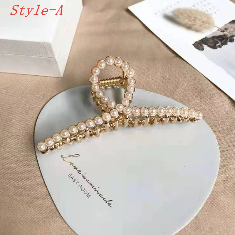 Pearl Hair Claws Rhinestone Headwear Styling Accessories