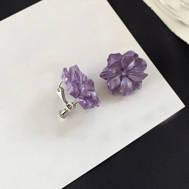 Flower Clip On Earrings Sweet Floral Jewelry Earcuffs