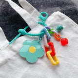 Flower Keychains Clouds Mirror Keychains Women Bear Keyrings