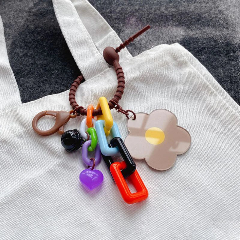 Flower Keychains Clouds Mirror Keychains Women Bear Keyrings