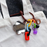 Flower Keychains Clouds Mirror Keychains Women Bear Keyrings
