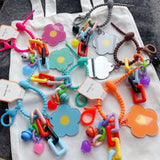 Flower Keychains Clouds Mirror Keychains Women Bear Keyrings