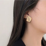 Geometric Metal Clip on Earrings for Women