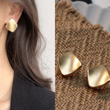 Geometric Metal Clip on Earrings for Women