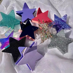 Harajuku Big Pink Purple Star Shining Powder Grab Clip