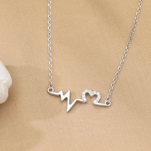 925 Silver Heart Beat Chocker Necklace with Cubic Stones