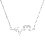 925 Silver Heart Beat Chocker Necklace with Cubic Stones