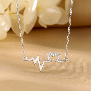925 Silver Heart Beat Chocker Necklace with Cubic Stones