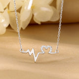 925 Silver Heart Beat Chocker Necklace with Cubic Stones