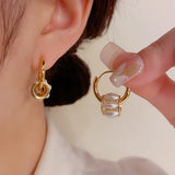 Fashionable Pearl Circle Earrings with Minimalist Design