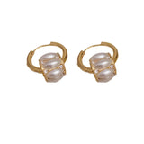 Fashionable Pearl Circle Earrings with Minimalist Design