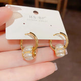 Fashionable Pearl Circle Earrings with Minimalist Design
