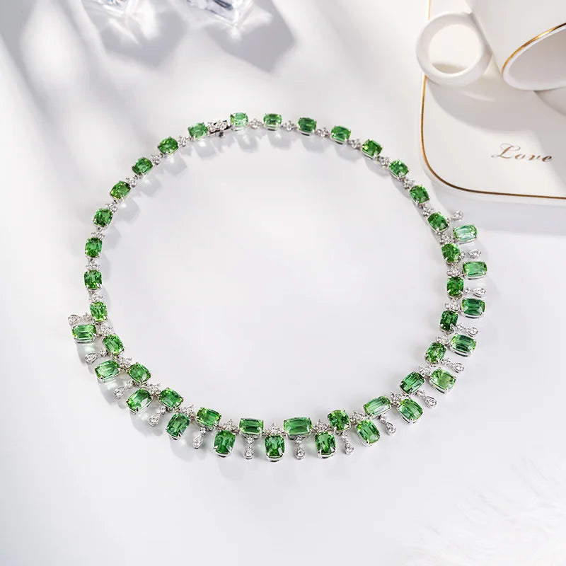 Irregular Green Zircon Pendant Necklace for Women