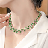 Irregular Green Zircon Pendant Necklace for Women