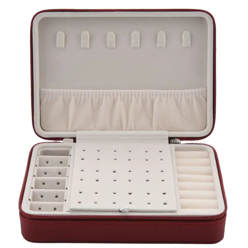 Large Leather Jewelry Box Organizer with Mirror