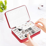 Large Leather Jewelry Box Organizer with Mirror