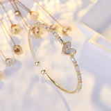 Adjustable Heart Bangle Zircon Jewelry
