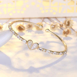Adjustable Heart Bangle Zircon Jewelry
