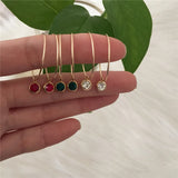 Chic Stone Charm Hoop Earrings - Ideal Gift for Girls and Moms