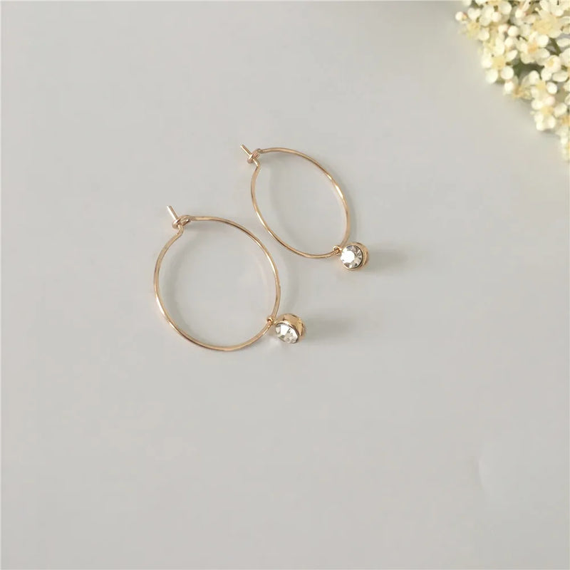 Chic Stone Charm Hoop Earrings - Ideal Gift for Girls and Moms
