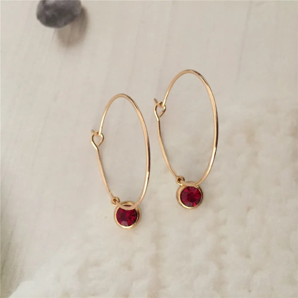Chic Stone Charm Hoop Earrings - Ideal Gift for Girls and Moms