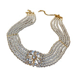 Pearl Choker Necklace Crystal Flowers Wedding Jewelry