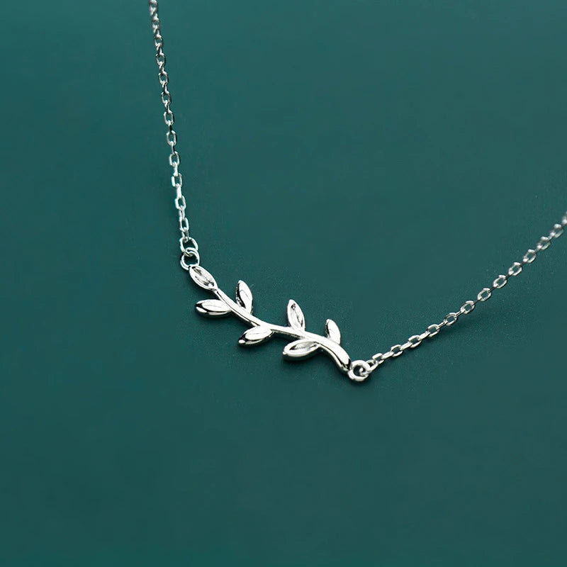 S925 Sterling Silver Women's Fresh Leaf Necklace