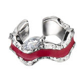 925 Sterling Silver Red Enamel Ear Cuffs Hypoallergenic Jewelry