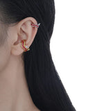 925 Sterling Silver Red Enamel Ear Cuffs Hypoallergenic Jewelry