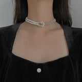Pearl Crystal Choker Necklace Rhinestone Chain Statement Party